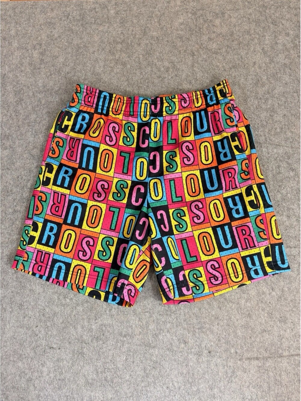 Vtg Y2K Cross Colours Block Letters Shorts Size S Drawstring Streetwear Ya Dig